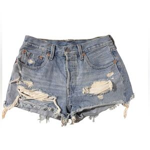 Levi's 501 distressed light wash Jean Shorts